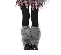JINTN Faux Fur Werewolf Costume Set with Shawl Hat Dress Glove Leg Cover Halloween Wild Wolfie Costume Fancy Dress Animal Dress Up Accessories Set for Role Play Cosplay Themed Party Props