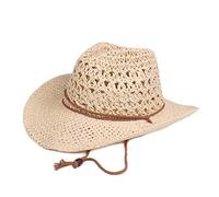 JINTN Men West Cowboy Hat Wide Brim Straw Bucket Hat Summer UV Protection Sun Hat Foldable Roll up Panama Fedora Hat Packable Straw Beach Travel Hat