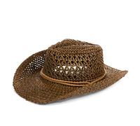 JINTN Men's West Cow Wide Brim Straw Bucket Summer UV Protection Sun Hat, Brown, One Size