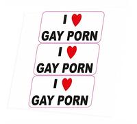 JINTORA - I Love Gay Porn Hard Hat - Helmet Stickers - Printed vinyl sticker for cars, briefcase, motorcycle, bike, wall, door, fridge etc. - 131x200mm