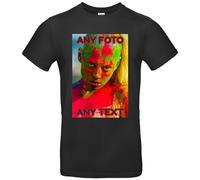 JINTORA - Men's T-Shirt - Personalised - Design Yourself with Photo and Text - Individually Personalised on Both Sides, black, L