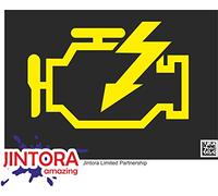 JINTORA Sticker - Decal - JDM - Die cut - Check Engine - 148x99 mm - JDM - Die cut - Car - Truck - Bus - Window - Laptop - Coach - Rear window - yellow
