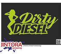 JINTORA Sticker - Decal - JDM - Die cut - Dirty Diesel - 210x99 mm - JDM - Die cut - Car - Truck - Bus - Window - Laptop - Coach - Rear window - yelllow green