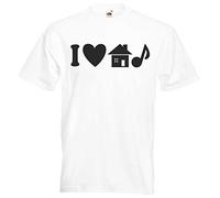 JINTORA T-Shirt - Shirt Men White - Size L - I Love House Music - JDM/Die Cut - for Party Carnival Work Sports