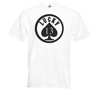 JINTORA T-Shirt - Shirt Men White - Size L - Lucky 13 - JDM/Die Cut - for Party Carnival Work Sports