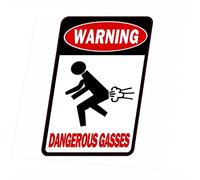 JINTORA - Warning Dangerous Gasses Funny - Printed Vinyl Sticker for Cars, Briefcase, Motorcycle, Bike, Wall, Door, Fridge etc. - 65x99mm