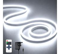 JINTYOUNG COB LED Strip Light - 5M Cool White Self-Adhesive Led Rope Light with Remote, Flexible Waterproof Silicone 6000K 24V Neon Led Strip Light for Bedroom Kitchen, Cabinet