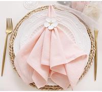 JINVASE Dinner Cloth Napkins Bulk,100% Soft Cotton Linen Napkins,Washable Fall Napkins with Hemmed Edges for Wedding Decorations,Family Event Parties,16”*16”,(Set of 12, Light Pink)