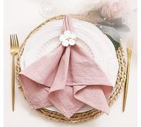 JINVASE Dinner Cloth Napkins Bulk,100% Soft Cotton Linen Napkins,Washable Fall Napkins with Hemmed Edges for Wedding Decorations Christmas,16”*16”,(Set of 12, Pink)