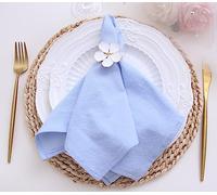 JINVASE Dinner Cloth Napkins Bulk,100% Soft Cotton Linen Napkins,Washable Napkins with Hemmed Edges for Weddings Decorations,Family Event Parties,16”*16”,(Set of 6,Light Blue)