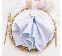 JINVASE Dinner Cloth Napkins Bulk,100% Soft Cotton Linen Napkins,Washable Napkins with Hemmed Edges for Weddings Decorations,Family Event Parties,16”*16”,(Set of 12, Pale Blue)
