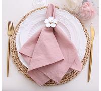JINVASE Dinner Cloth Napkins Bulk,100% Soft Cotton Linen Napkins,Washable Napkins with Hemmed Edges for Weddings Decorations,Family Event Parties,16”*16”, (Set of 12, Light Dusty Pink)