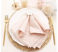 JINVASE Dinner Cloth Napkins Bulk, Cotton Linen Napkins,Washable Napkins for Weddings Decorations (Champagne Blush, 12 Pack)