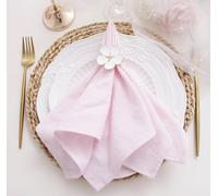 JINVASE Dinner Cloth Napkins Bulk, Cotton Linen Napkins,Washable Napkins for Weddings Decorations (Pale Pink, 16" x 16" (Set of 12))