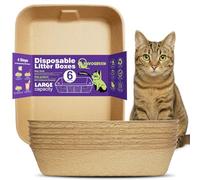 JINVOGREEN Disposable Litter Boxes for Cats, 6 Pack Cat Litter Trays for Travel, Temporary Use, or Liner - Leak-Proof, Eco-Friendly, Easy Clean-Up (16.1" x 12.4" x 3.7")