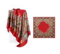 JinweiS 1 PC Elegant Personalized Scarf Square, Spring New Versatile 90cm Large Square Classic Retro Print-1 Piece (Red)