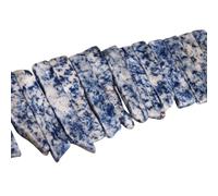 JinweiS 1 Piece Natural Stone Blue Speckled raw Stone Scattered Beads Irregular Flat Long Horizontal Hole DIY Bead Bracelet Necklace Accessories Decoration