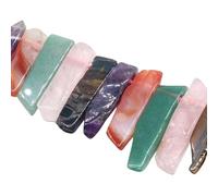 JinweiS 1 Piece Natural Stone Original Stone Seven Color Scattered Beads Irregular Flat Long Horizontal Hole DIY Bead Bracelet Necklace Accessories Decoration
