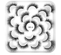 JinweiS 10 pairs of delicate false mink eyelashes, fluffy, natural look, volume 8D, false eyelashes, MC-4