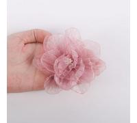 JinweiS 10 Pcs Organza Ribbon Flowers,3.54" Transparent Yarn Flowers with Core for DIY Craft Appliques Cloth Hat Wedding Party Decoration-Light Purple