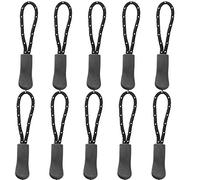 JinweiS 10Pcs Replacement Zipper Pulls Dark Gray+Black White Zipper Pull Cord Extender for Backpacks, Jackets, Luggage, Purses, Handbags