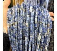 JinweiS 2 Pieces 4 * 13mm Rectangular Natural Blue Spotted Stone Square Scattered Beads Natural raw Stone Square Bead Jewelry Accessories