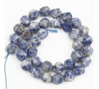 JinweiS 2 Pieces Diamond Cut Blue Spots Natural Stone Scattered Beads Round Beads DIY Creative Handmade Bracelet Bead Accessories 8mm