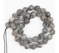 JinweiS 2 Pieces Diamond Cut Natural Gray Textured Stone Scattered Beads Round Beads DIY Creative Handmade Bracelet Bead Accessories 6mm