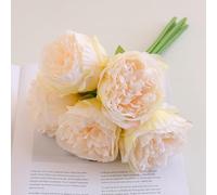 JinweiS 2 Pieces of Bouquets with a Total of 10 Artificial Peony Silk Flowers and Leaves for Home Office Wedding Party Holiday bar Decoration (Milk White)