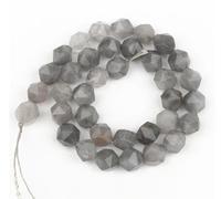 JinweiS 2 Pieces of Gray Diamond Cut Natural Stone Scattered Beads Round Beads DIY Creative Handmade Bracelet Bead Accessories 8mm