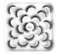 JinweiS 20 Pairs Delicate False Mink Eyelashes, Fluffy Eye Eyelashes, Natural Appearance, Volume 8D, False Eyelashes, MC-1