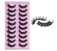 JinweiS 20 Pairs Wispy Mink Lashes Fluffy Eye Lashes Natural Look Volume False Eyelashes, DO-026