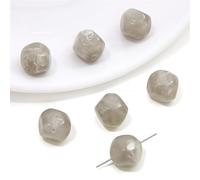 JinweiS 20 Pieces Perforated Resin Imitation Stone Amber Gray Blended Irregular Cut Round Beads Scattered Beads DIY Handmade Bead Necklace Bracelet Material Accessories