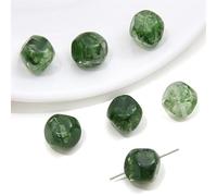 JinweiS 20 Pieces Perforated Resin Imitation Stone Amber Green Blended Irregular Cut Round Beads Scattered Beads DIY Handmade Bead Necklace Bracelet Material Accessories