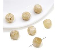 JinweiS 20 Pieces Perforated Resin Imitation Stone Amber Light Yellow Blended Irregular Cut Round Beads Scattered Beads DIY Handmade Bead Necklace Bracelet Material Accessories