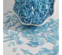 JinweiS 300Pcs Long Tube Seed Beads 2×7mm Small Craft Loose Spacer Beads for Earring Bracelets Necklace Jewelry Making-Light Blue