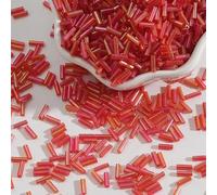 JinweiS 300Pcs Long Tube Seed Beads 2×7mm Small Craft Loose Spacer Beads for Earring Bracelets Necklace Jewelry Making-Red