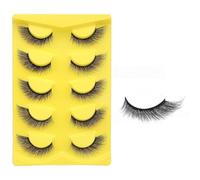 JinweiS 3DMAO-12 Wispy Lashes Mink Lashes Fluffy Eyelashes with Natural Appearance, False Eyelashes Volume, 5 Pairs