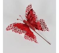 JinweiS 3pcs Fake Butterfly Balcony Decoration, Wedding Home Flower Pot Christmas Valentine's Day Fairy Garden Fairy Garden Supplies,Red A