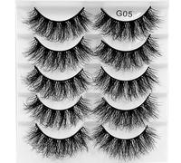 JinweiS 5 Pairs Wispy Mink Lashes Fluffy Eye Lashes Natural Look 8D Volume 18mm False Eyelashes, G05
