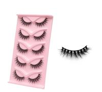 JinweiS 5 Pairs Wispy Mink Lashes Fluffy Eyelid Eyelashes With Natural Appearance, False Eyelash Volume, (9D541)