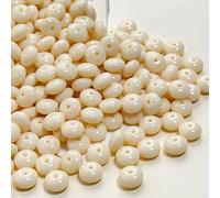 JinweiS 50Pcs Beads Resin Disc Beads Spacer Beads Abacus Beads Craft Beads for DIY Bracelet Earring Necklace Jewelry Making-Light Yellow