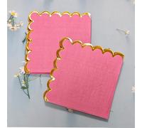 JinweiS 50pcs Pink Napkins with Gold Foil Accents 5 x 5 inch Beverage Disposable Napkin Party Decoration Wedding Bridal and Baby Shower Dinner Lunch Supplies (Pink D)