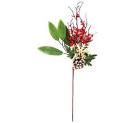 JinweiS 6 Pcs Artificial Pine Needles Branches,Christmas Fake Greenery Pine Picks with Red Berry Stems,Faux Greenery Norfolk Pine Stems Sprigs for DIY Craft Home Decor，L