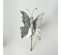 JinweiS 6Pcs Fake Butterfly Balcony Decoration, Wedding Home Flower Pot Christmas Valentine's Day Fairy Garden Fairy Garden Supplies.Silvery