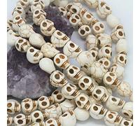 JinweiS Beautiful Bead 16 Inch Strand Loose Beads Carved Skulls Spacer 10X12mm White for Jewelry Making