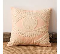 JinweiS Boho Geometric Tufted Decorative Throw Pillow Cover Farmhouse Cotton Embroidery Accent Square Cushion Case for Couch Sofa Bed (EmbroideryG, 18"x18")