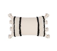 JinweiS Boho Tufted Decorative Lumbar Throw Pillow Cover with Tassels Cotton Geometric Diamond Cushion Cover for Couch Sofa Bed (Stripe,12"x20")