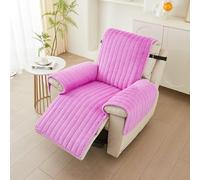 JinweiS Couch Cover Solid Color Plush Sofa Cushion Reclining Chair Cover for Living Room Sofa Easy Fit Washable Furniture (21.65 * 78.74inch,Purple)