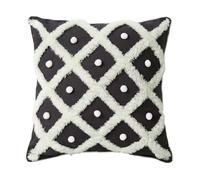 JinweiS Diamond Tufted Cotton Decorative Throw Pillow Covers Soft Square (18" x 18",Black)